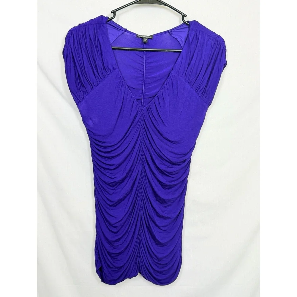 Express Purple Ruched Longline Blouse Top Womens Small Y2K Going Out - Picture 10 of 10